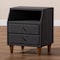 Baxton Studio Claverie Charcoal Upholstered 2-Drawer Wood Nightstand 155-9109 - alternate 2